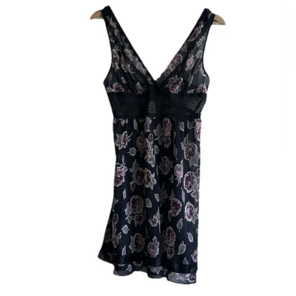 Victoria's Secret Purple and Black Chemise with Lace Trim Sz. M NWT!